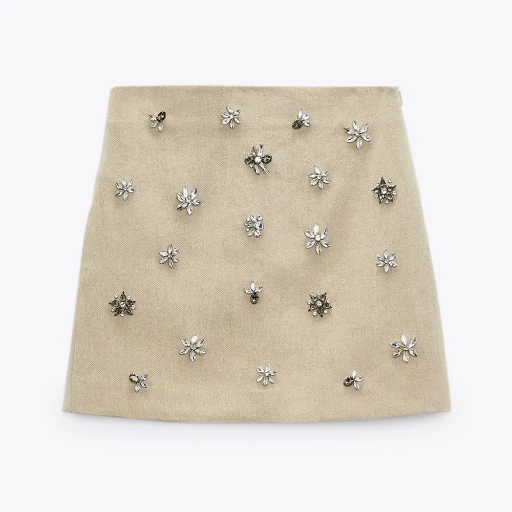 NWT Jewel Trim Linen Blend Mini Skirt XS - Picture 6 of 11